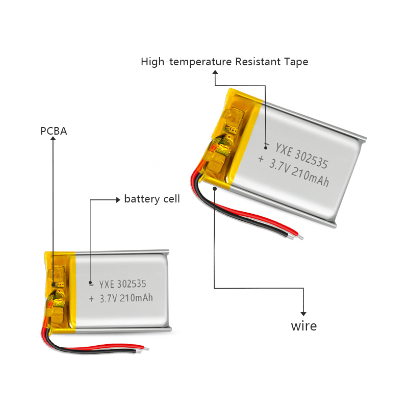 3.7 V Li-ion Battery 302535-210mah